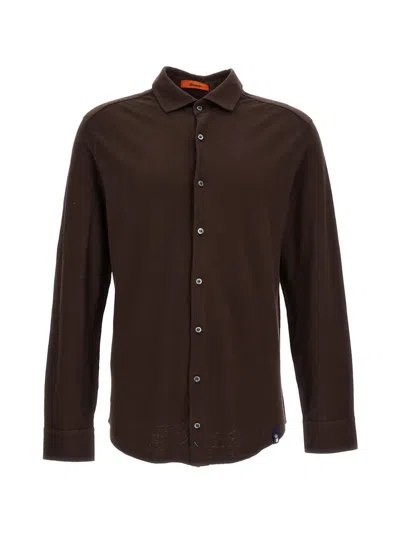 Drumohr Long-sleeve Button-up Shirt In Brown