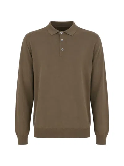 Drumohr Long-sleeve Knitted Polo Shirt In Green