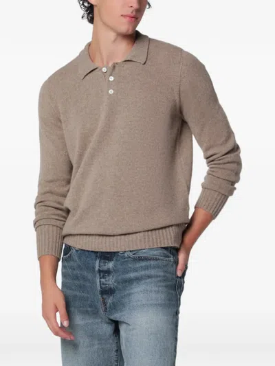 Drumohr Long-sleeve Knitted Polo Shirt In Brown