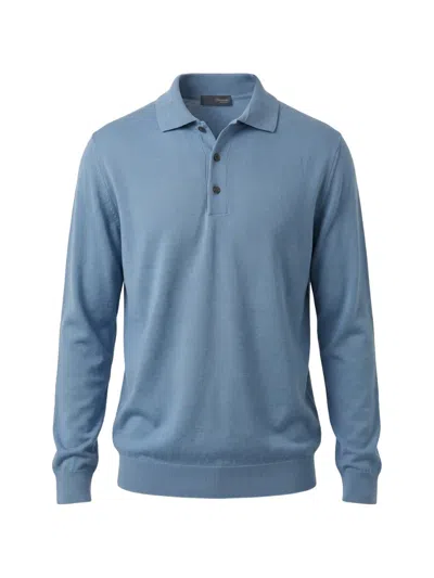 Drumohr Long-sleeve Polo Shirt In Blue