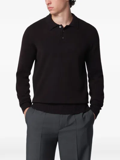 Drumohr Long-sleeve Polo Shirt In Brown