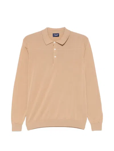 Drumohr Long-sleeve Polo Shirt In Gray