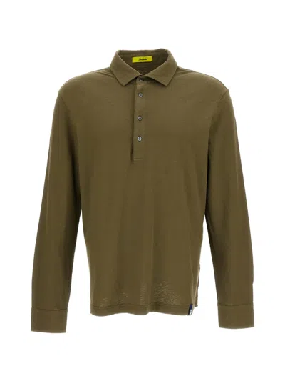 Drumohr Long-sleeve Polo Shirt In Green