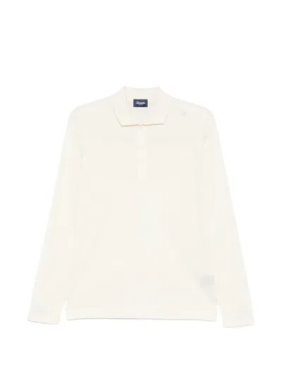 Drumohr Long-sleeve Polo Shirt In White