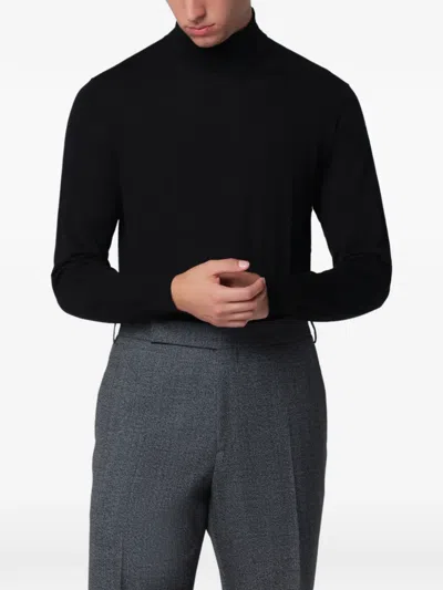 Drumohr Long-sleeve Roll-neck Fine-knit Sweater In Black