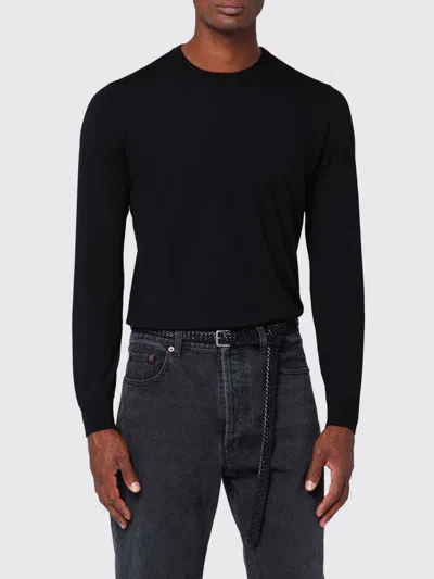 Drumohr Long-sleeved Crew-neck Jumper With Ribbed Cuffs And Hem In Black