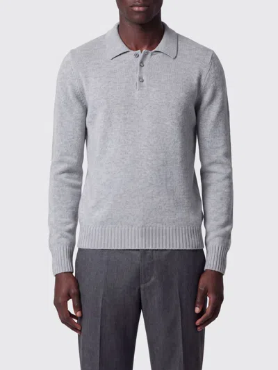 Drumohr Long-sleeved Pure Cashmere Polo With Three-button Placket In Gray