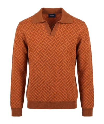 Drumohr Geometric-pattern Cashmere Sweater In Brown