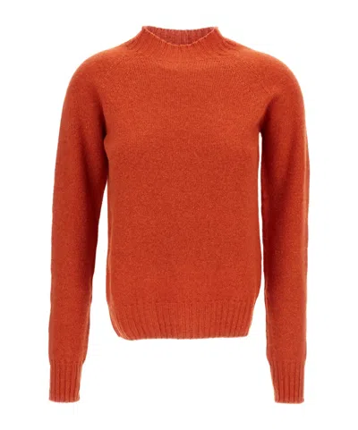 Drumohr Mock-neck Knitted Sweater In Orange