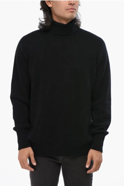 Drumohr Luxury Pure Cashmere Turtleneck Sweater In Black