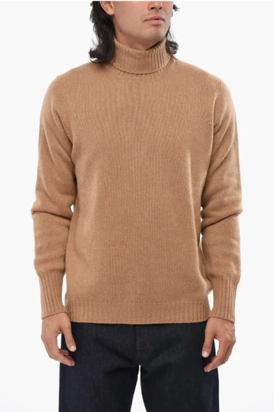 Drumohr Luxury Pure Cashmere Turtleneck Sweater In Brown