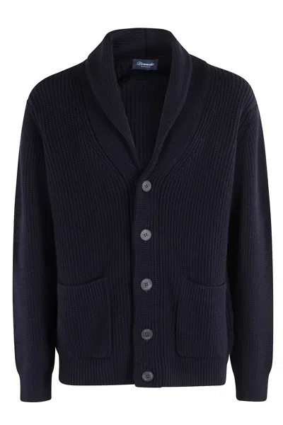 Drumohr Shawl-collar Cardigan In Blue