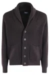 Drumohr Buttoned Shawl-collar Cardigan In Brown