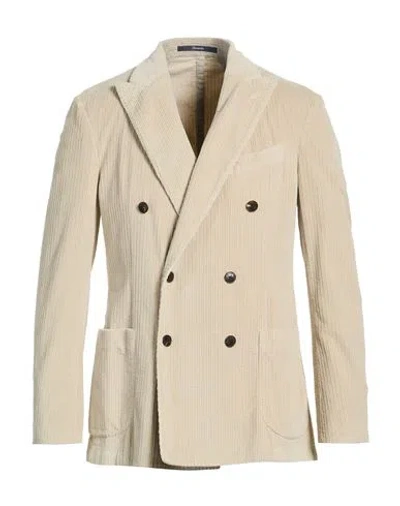 Drumohr Man Blazer Beige Size 42 Cotton, Elastane In Neutral