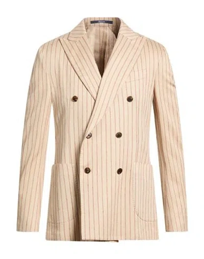 Drumohr Man Blazer Beige Size 44 Cotton, Linen In Sand