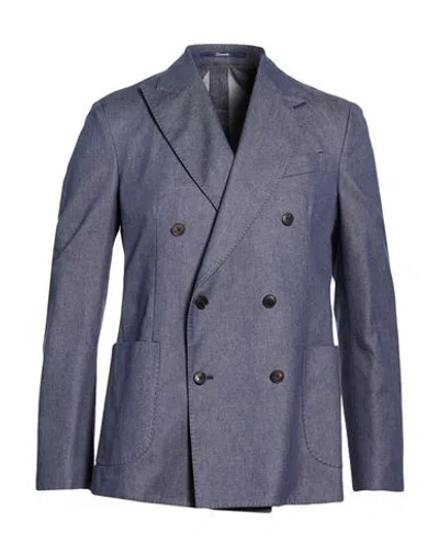Drumohr Man Blazer Blue Size 38 Cotton