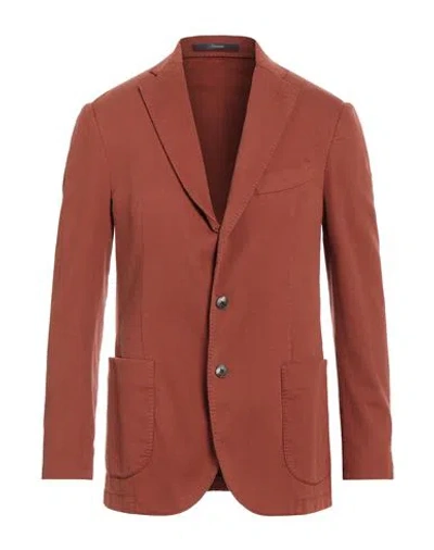 Drumohr Man Blazer Brick Size 38 Cotton, Elastane In Red