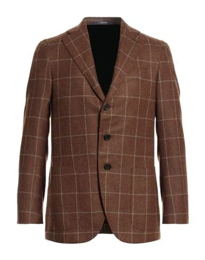 Drumohr Man Suit Jacket Brown Size 44 Wool