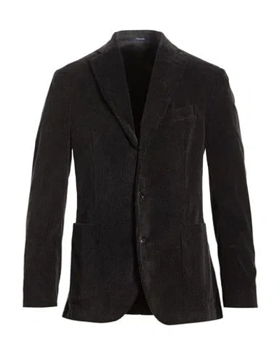 Drumohr Man Blazer Charcoal Size 42 Cotton In Gray