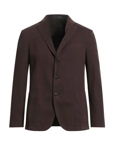 Drumohr Man Blazer Chocolate Brown Size 44 Cotton, Elastane