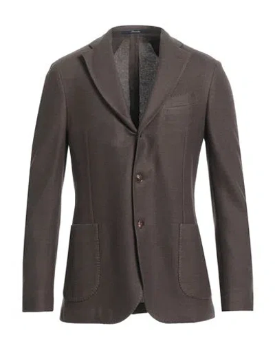 Drumohr Man Blazer Cocoa Size 38 Cotton In Brown