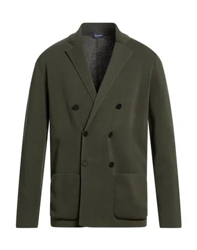 Drumohr Man Blazer Dark Green Size 42 Cotton