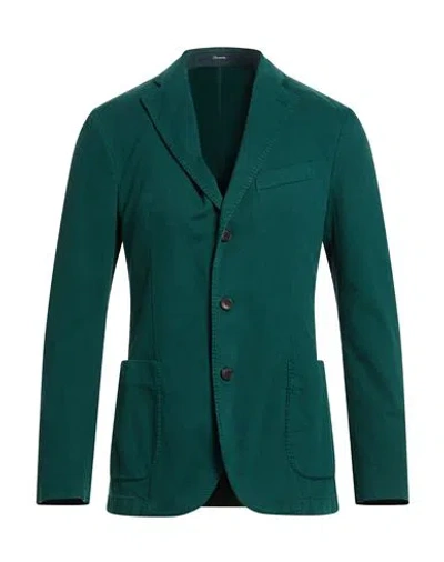 Drumohr Man Blazer Emerald Green Size 44 Cotton, Elastane