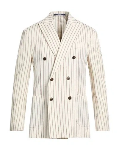 Drumohr Man Blazer Ivory Size 40 Cotton, Linen In White