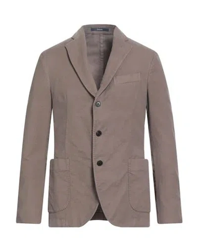 Drumohr Man Blazer Khaki Size 44 Cotton, Elastane In Animal Print