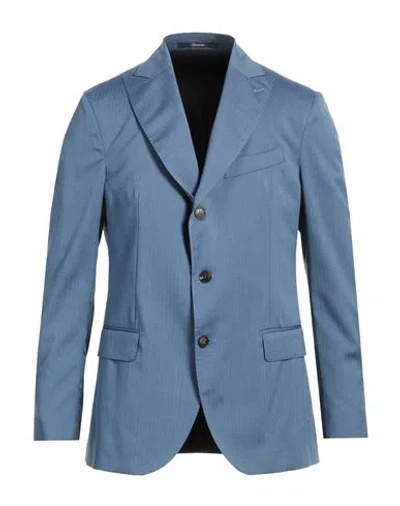 Drumohr Man Blazer Light Blue Size 36 Virgin Wool, Cotton, Silk
