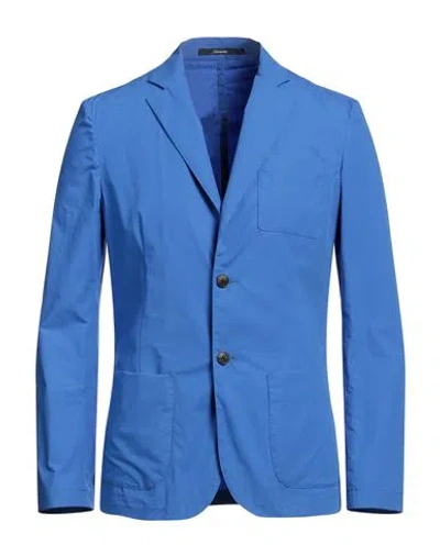 Drumohr Man Blazer Light Blue Size 38 Cotton, Elastane