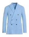 Drumohr Man Blazer Light Blue Size 42 Cotton, Elastane In Blue