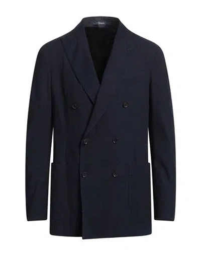 Drumohr Man Suit Jacket Midnight Blue Size 34 Cotton