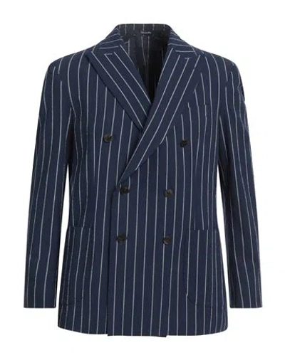 Drumohr Man Blazer Navy Blue Size 40 Cotton, Elastane