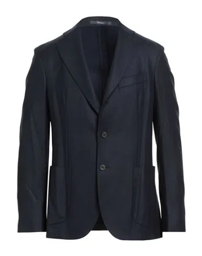 Drumohr Man Blazer Navy Size 44 Cotton, Elastane In Blue