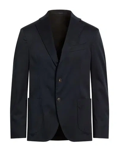 Drumohr Man Blazer Navy Size 44 Cotton, Elastane In Blue