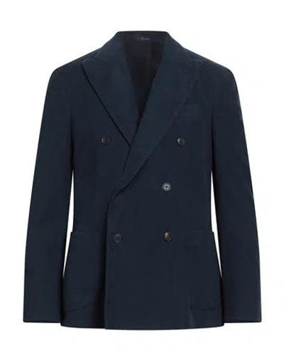 Drumohr Man Blazer Navy Size 46 Cotton, Elastane In Blue