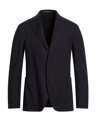 Drumohr Man Blazer Navy Size 46 Cotton, Elastane In Blue
