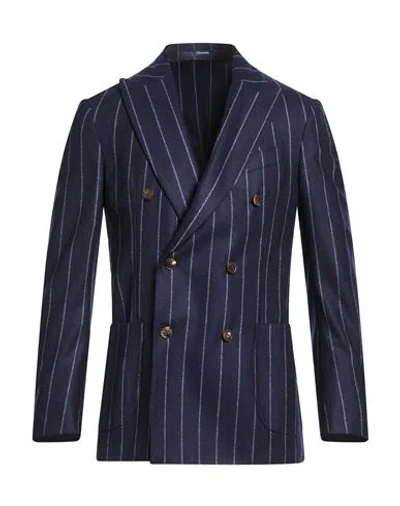 Drumohr Man Blazer Navy Size 46 Virgin Wool In Blue