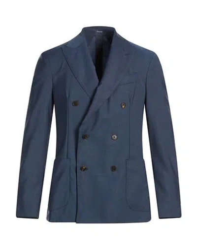 Drumohr Man Blazer Slate Blue Size 44 Virgin Wool, Mohair Wool