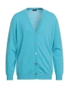 Drumohr Man Cardigan Azure Size 44 Cotton In Blue