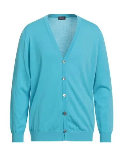 Drumohr Man Cardigan Azure Size 44 Cotton In Blue