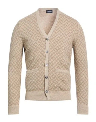 Drumohr Man Cardigan Beige Size 36 Cashmere In Gray