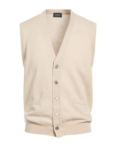Drumohr Man Cardigan Beige Size 46 Cashmere In Neutral
