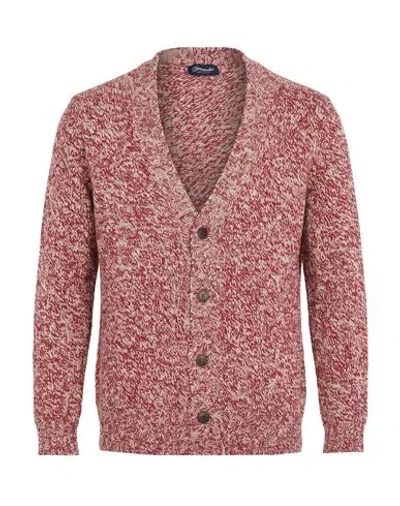 Drumohr Man Cardigan Brick Size 34 Cotton In Red