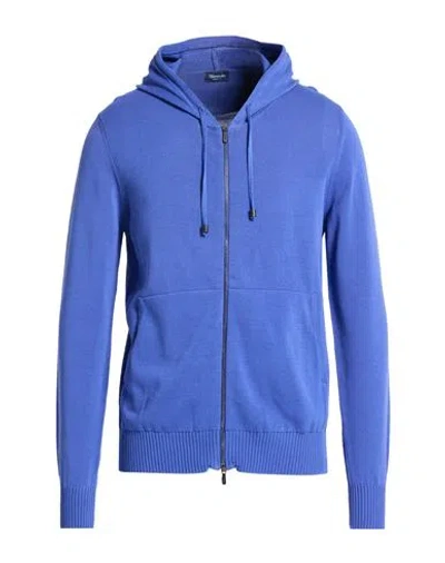 Drumohr Man Cardigan Bright Blue Size 46 Cotton