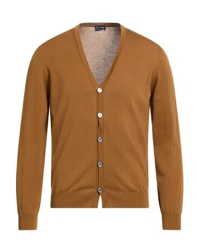 Drumohr Man Cardigan Brown Size 40 Cotton