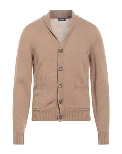 Drumohr Man Cardigan Camel Size 38 Wool In Sand