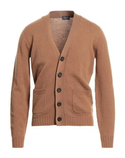 Drumohr Man Cardigan Camel Size 44 Lambswool
