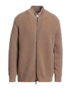 Drumohr Man Cardigan Camel Size 44 Merino Wool In Beige